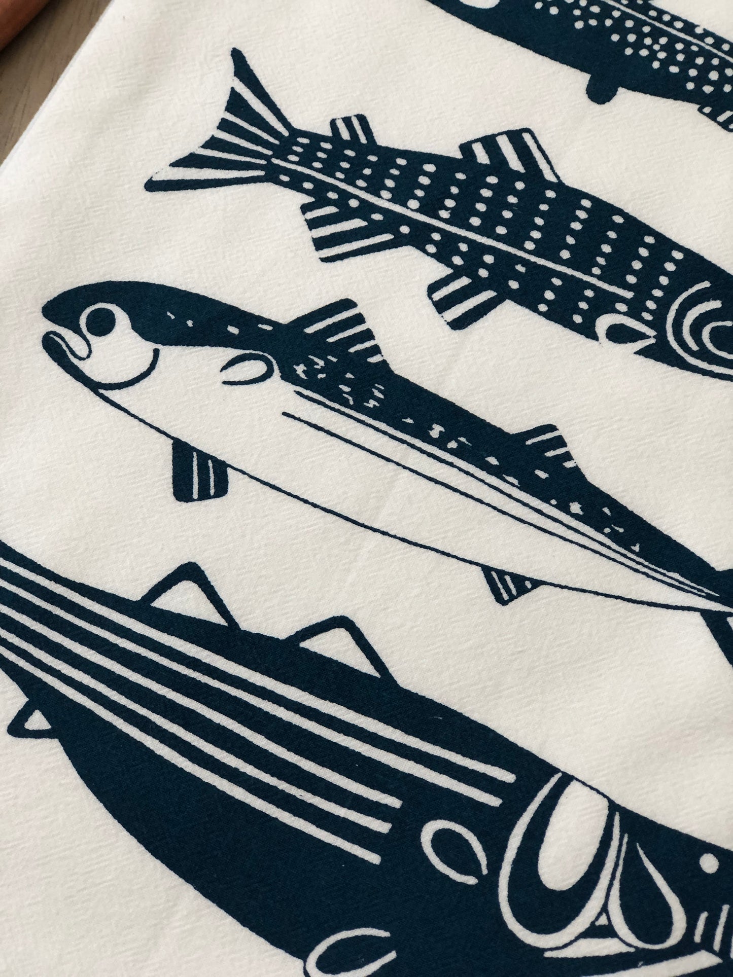 Maine Fish tea towel