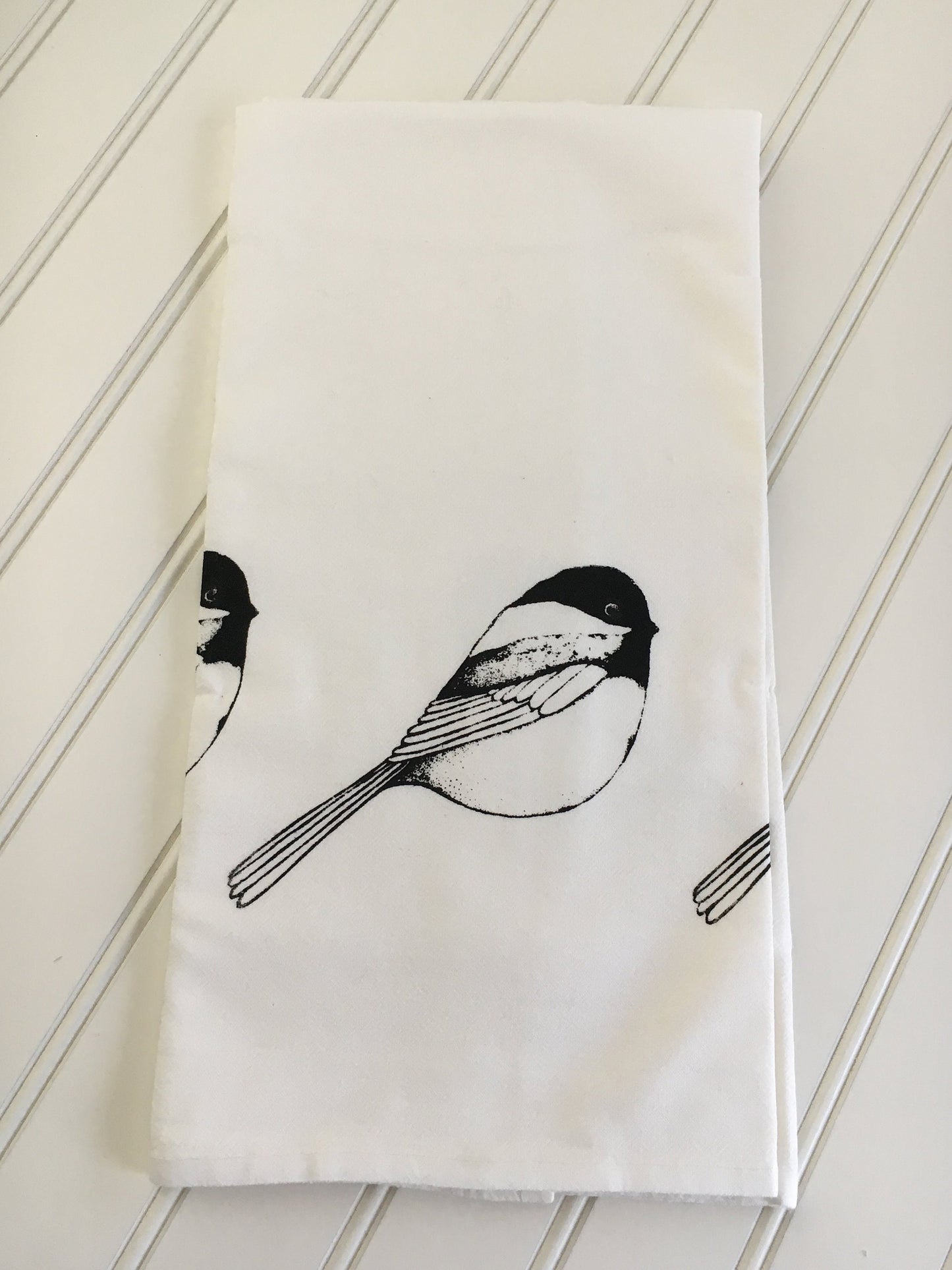 Chickadees flour sack tea towel