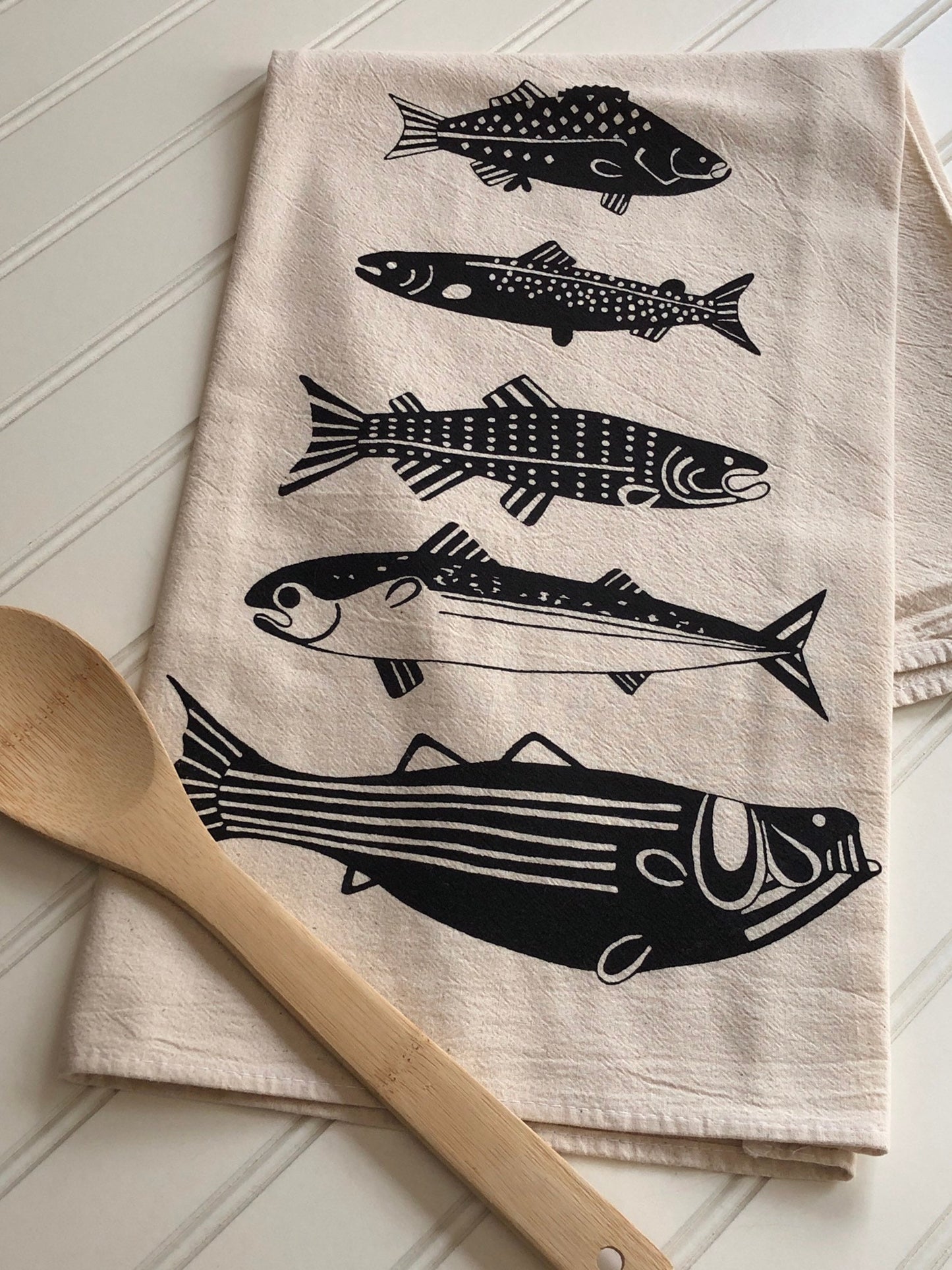 Maine Fish tea towel
