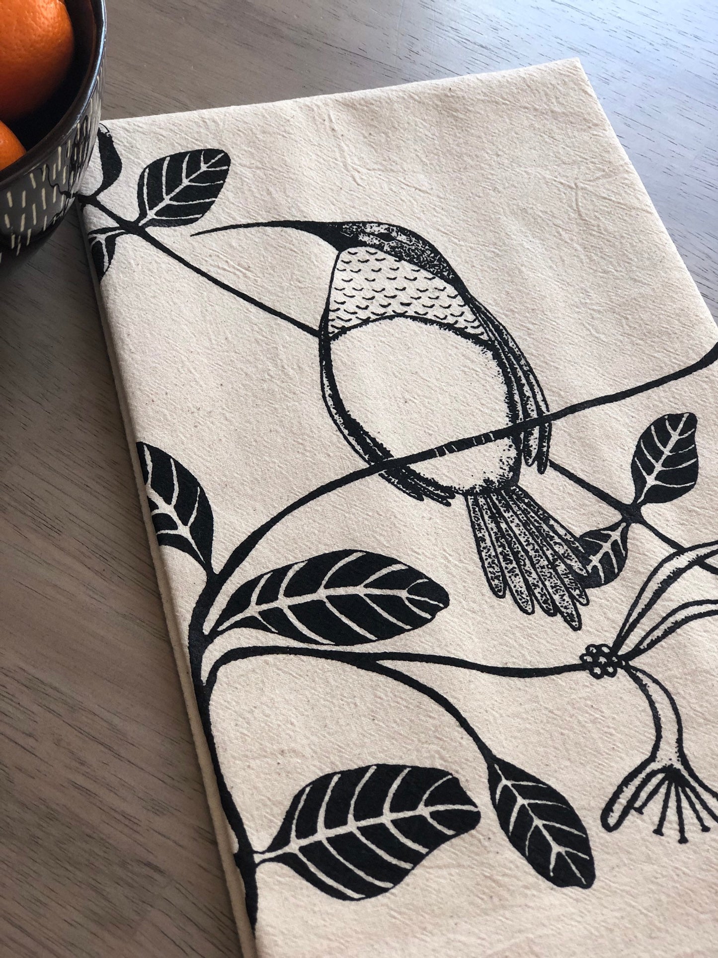 Hummingbird flour sack tea towel