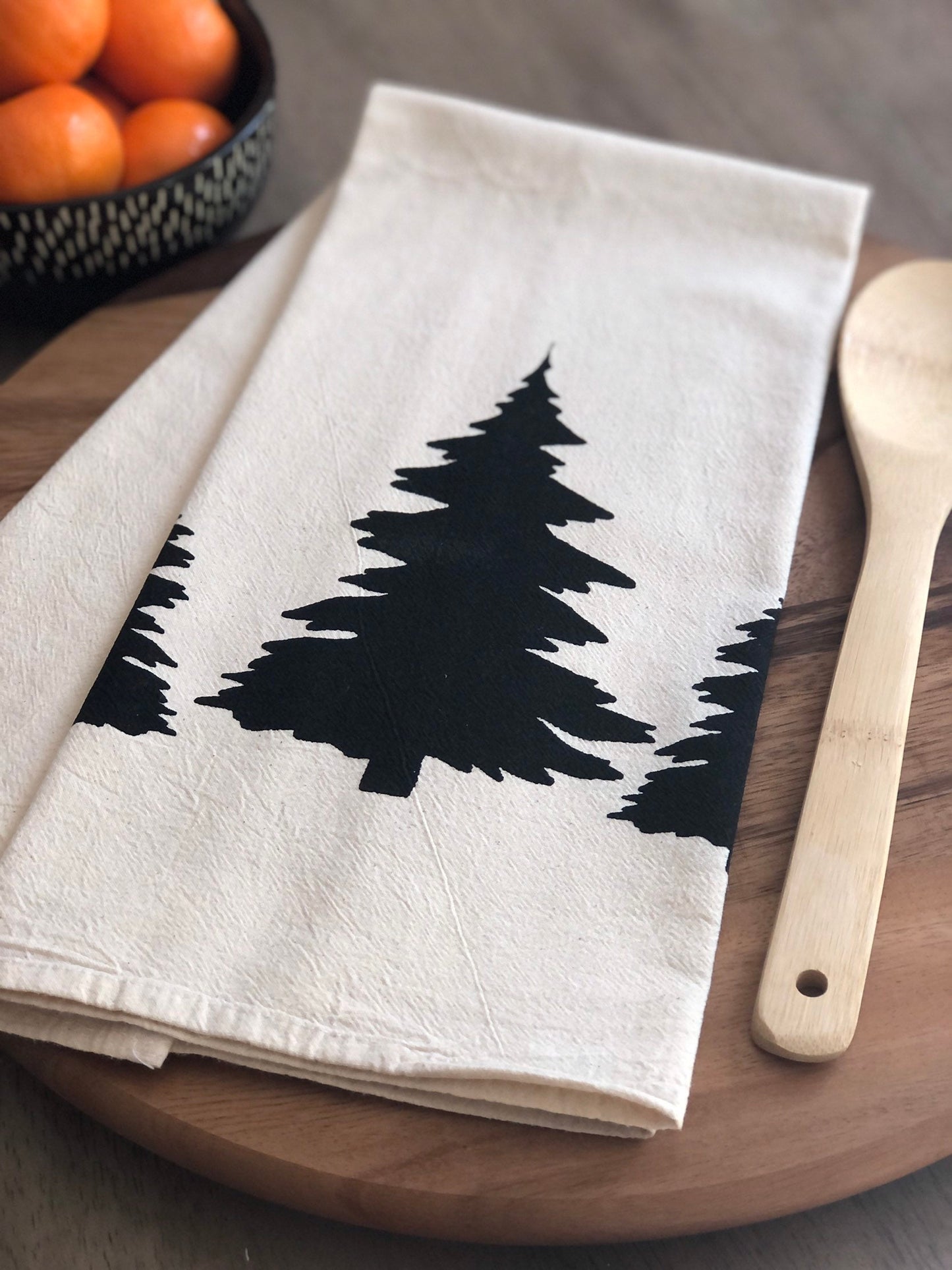 Pine tree flour sack tea towel