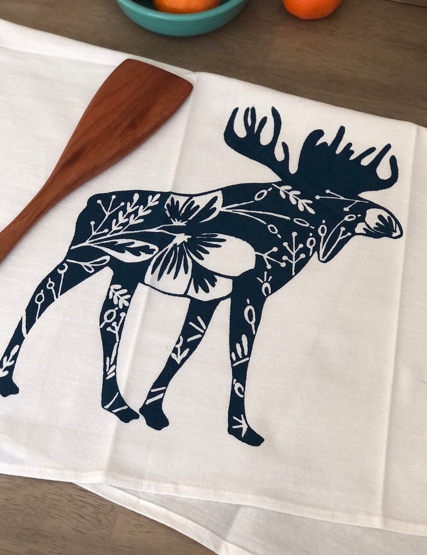 Moose flour sack tea towel