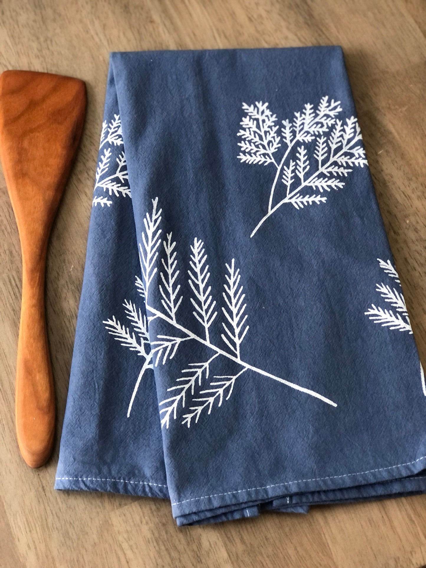 BLUE Cedar Branch flour sack tea towel